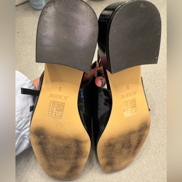 J. Crew Mart Jane Black Patent Leather Slingback Heels - Picture 4 of 6